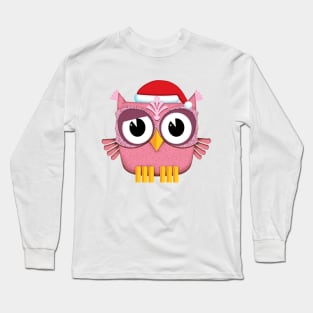 Owl Santa Claus pink Long Sleeve T-Shirt